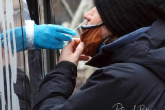 People get tested for Covid at a Pop Up Site on Broadway and West 72nd Street in New York City on 24 Dec 2021.