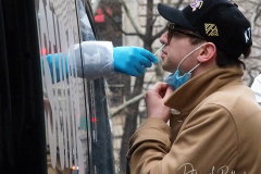 People get tested for Covid at a Pop Up Site on Broadway and West 72nd Street in New York City on 24 Dec 2021.