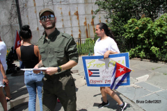 Cuban Americans Rally in front of the United Nations building in New York City. Protestors cover themselves in blood to protest the Human rights violations on the cuban people.