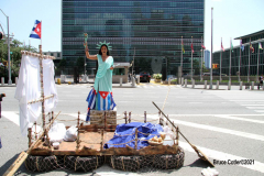 Cuban Americans Rally in front of the United Nations building in New York City. Protestors cover themselves in blood to protest the Human rights violations on the cuban people.