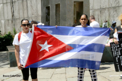 Cuban Americans Rally in front of the United Nations building in New York City. Protestors cover themselves in blood to protest the Human rights violations on the cuban people.