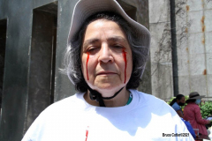 Cuban Americans Rally in front of the United Nations building in New York City. Protestors cover themselves in blood to protest the Human rights violations on the cuban people.