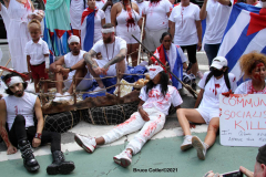 Cuban Americans Rally in front of the United Nations building in New York City. Protestors cover themselves in blood to protest the Human rights violations on the cuban people.