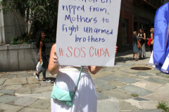 Cuban Americans Rally in front of the United Nations building in New York City. Protestors cover themselves in blood to protest the Human rights violations on the cuban people.