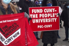 New York- Professional Staff Congress (PSC) had a Rally and March to protest the City University
of New York's budget process.  P.S.C.union president Barbara Bowen spoke at the rally as well as New York City politicians.