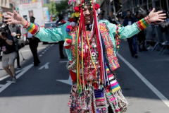Dancers performing all manner of dance and dressed in all kinds of costumes participate in the 16th annual New York Dance Parade in Manhattan NY on May 21, 2022. The annual parade made its return after being cancelled due to the COVID-19 pandemic with the theme of "Back to the Streets." (Photo by Andrew Schwartz)