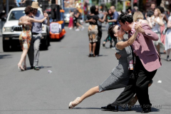 Tango dancers perform during the 16th annual New York Dance Parade in Manhattan NY on May 21, 2022. The annual parade made its return after being cancelled due to the COVID-19 pandemic with the theme of "Back to the Streets."  (Photo by Andrew Schwartz)