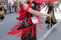 A Flamenco dancer performs during the 16th annual New York Dance Parade in Manhattan NY on May 21, 2022. The annual parade made its return after being cancelled due to the COVID-19 pandemic with the theme of "Back to the Streets." (Photo by Andrew Schwartz)