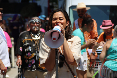 Carlina Rivera speaking at Dance Parade 2022.