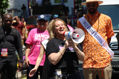 Ariel Palitz speaking at Dance Parade 2022.