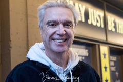 Following A Bike Ride Down Broadway,
Senator Chuck Schumer and David Byrne, Actor/Musician and star of "American Utopia" on Broadway Celebrate the Return of Live Music and Broadway