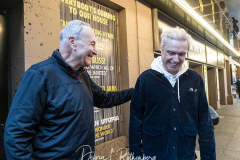 Following A Bike Ride Down Broadway,
Senator Chuck Schumer and David Byrne, Actor/Musician and star of "American Utopia" on Broadway Celebrate the Return of Live Music and Broadway