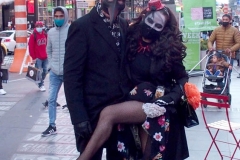 Day of The Dead and Black Lives Matters participants march through Times Square.