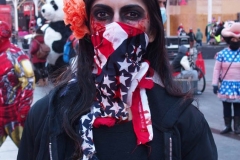Day of The Dead and Black Lives Matters participants march through Times Square.