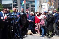 Joe Piscopo (left) at an Italian-American community group demonstration in Columbus Circle in New York on May 12, 2021 in support of Italian Heritage and Columbus Day.
