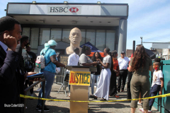 George Floyd verdict rally held in front of his statue in Brooklyn N.Y. The Reverend Al Sharpton's daughters Ashley and Dominque
were there when the judge announced the sentence of 22 and half years for Derrick Chauvin in George Floyd's murder.
