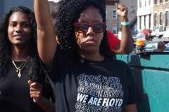 George Floyd verdict rally held in front of his statue in Brooklyn N.Y. The Reverend Al Sharpton's daughters Ashley and Dominque
were there when the judge announced the sentence of 22 and half years for Derrick Chauvin in George Floyd's murder.