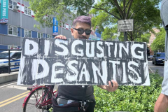 Angry LGBTQ protesters and their supporters hold a demonstration outside of Chelsea Piers in NYC, to protest Ron DeSantis's appearance at the Tikvah Funds Jewish Leadership Conference. Chelsea Piers has a long gay rights history and the fact that June is Pride Month is further agitating protesters. DeSantis has recently signed the "Don't Say Gay"bill...
Photo By Diane L. Cohen