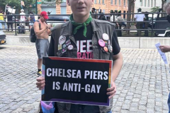 Angry LGBTQ protesters and their supporters hold a demonstration outside of Chelsea Piers in NYC, to protest Ron DeSantis's appearance at the Tikvah Funds Jewish Leadership Conference. Chelsea Piers has a long gay rights history and the fact that June is Pride Month is further agitating protesters. DeSantis has recently signed the "Don't Say Gay"bill...
Photo By Diane L. Cohen