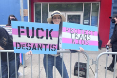 Angry LGBTQ protesters and their supporters hold a demonstration outside of Chelsea Piers in NYC, to protest Ron DeSantis's appearance at the Tikvah Funds Jewish Leadership Conference. Chelsea Piers has a long gay rights history and the fact that June is Pride Month is further agitating protesters. DeSantis has recently signed the "Don't Say Gay"bill...
Photo By Diane L. Cohen
