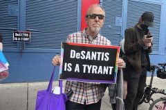 Angry LGBTQ protesters and their supporters hold a demonstration outside of Chelsea Piers in NYC, to protest Ron DeSantis's appearance at the Tikvah Funds Jewish Leadership Conference. Chelsea Piers has a long gay rights history and the fact that June is Pride Month is further agitating protesters. DeSantis has recently signed the "Don't Say Gay"bill...
Photo By Diane L. Cohen