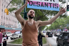 Angry LGBTQ protesters and their supporters hold a demonstration outside of Chelsea Piers in NYC, to protest Ron DeSantis's appearance at the Tikvah Funds Jewish Leadership Conference. Chelsea Piers has a long gay rights history and the fact that June is Pride Month is further agitating protesters. DeSantis has recently signed the "Don't Say Gay"bill...
Photo By Diane L. Cohen