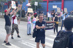 Angry LGBTQ protesters and their supporters hold a demonstration outside of Chelsea Piers in NYC, to protest Ron DeSantis's appearance at the Tikvah Funds Jewish Leadership Conference. Chelsea Piers has a long gay rights history and the fact that June is Pride Month is further agitating protesters. DeSantis has recently signed the "Don't Say Gay"bill...
Photo By Diane L. Cohen