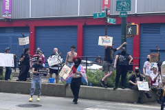 Angry LGBTQ protesters and their supporters hold a demonstration outside of Chelsea Piers in NYC, to protest Ron DeSantis's appearance at the Tikvah Funds Jewish Leadership Conference. Chelsea Piers has a long gay rights history and the fact that June is Pride Month is further agitating protesters. DeSantis has recently signed the "Don't Say Gay"bill...
Photo By Diane L. Cohen