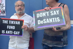 Angry LGBTQ protesters and their supporters hold a demonstration outside of Chelsea Piers in NYC, to protest Ron DeSantis's appearance at the Tikvah Funds Jewish Leadership Conference. Chelsea Piers has a long gay rights history and the fact that June is Pride Month is further agitating protesters. DeSantis has recently signed the "Don't Say Gay"bill...
Photo By Diane L. Cohen