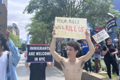 Angry LGBTQ protesters and their supporters hold a demonstration outside of Chelsea Piers in NYC, to protest Ron DeSantis's appearance at the Tikvah Funds Jewish Leadership Conference. Chelsea Piers has a long gay rights history and the fact that June is Pride Month is further agitating protesters. DeSantis has recently signed the "Don't Say Gay"bill...
Photo By Diane L. Cohen