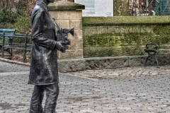 A bronze statue honoring the late photographer Diane Arbus by British conceptual artist Gillian Wearing in Doris C. Freedman Plaza in Central Park in New York City until August 14, 2022. The statue is presented by Public Art Fund.