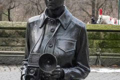 A bronze statue honoring the late photographer Diane Arbus by British conceptual artist Gillian Wearing in Doris C. Freedman Plaza in Central Park in New York City until August 14, 2022. The statue is presented by Public Art Fund.