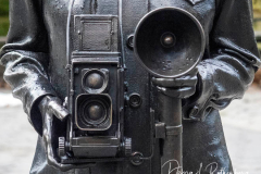 A bronze statue honoring the late photographer Diane Arbus by British conceptual artist Gillian Wearing in Doris C. Freedman Plaza in Central Park in New York City until August 14, 2022. The statue is presented by Public Art Fund.