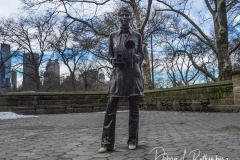 A bronze statue honoring the late photographer Diane Arbus by British conceptual artist Gillian Wearing in Doris C. Freedman Plaza in Central Park in New York City until August 14, 2022. The statue is presented by Public Art Fund.