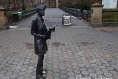 A bronze statue honoring the late photographer Diane Arbus by British conceptual artist Gillian Wearing in Doris C. Freedman Plaza in Central Park in New York City until August 14, 2022. The statue is presented by Public Art Fund.