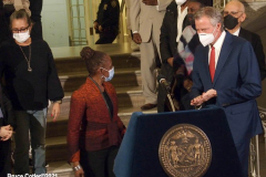 December30, 2021  New York , New York City  Mayor Bill de Blasio and First Lady McCray  commemorate their final day at City Hall
