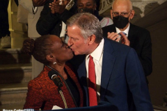 December30, 2021  New York , New York City  Mayor Bill de Blasio and First Lady McCray  commemorate their final day at City Hall