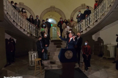 December30, 2021  New York , New York City  Mayor Bill de Blasio and First Lady McCray  commemorate their final day at City Hall