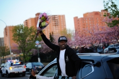 Rapper Dragon embraces fans at DMX's funeral at the Christian Cultural Center in Brooklyn, New York on Sunday, April 25th.