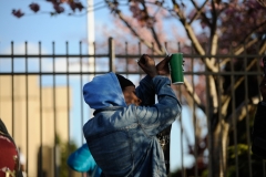 A fan throws up an X while at the funeral procession for Rapper DMX at Christian Cultural Center in Brooklyn, New York on April 25th.