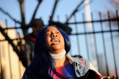 A fan of DMX is overcome with grief at the late rapper's fueral procession in Brooklyn, New York on Sunday, April 25th.