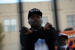 Rapper Dragon embraces fans at DMX's funeral at the Christian Cultural Center in Brooklyn, New York on Sunday, April 25th.