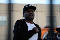 Rapper Dragon embraces fans at DMX's funeral at the Christian Cultural Center in Brooklyn, New York on Sunday, April 25th.