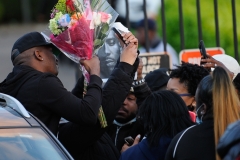 Rapper Dragon embraces fans at DMX's funeral at the Christian Cultural Center in Brooklyn, New York on Sunday, April 25th.