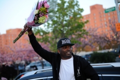 Rapper Dragon embraces fans at DMX's funeral at the Christian Cultural Center in Brooklyn, New York on Sunday, April 25th.