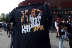 NEW YORK - Memorial held for Rapper  Earl Simmons known as "DMX". He was a Rapper , Songwriter and Actor He died on April 9, 2021
The memorial was held at the Barclays Center
in Brooklyn. Fans stand outside the Barclays Center to show support his Motorcycle group called the "Rough Riders" escorted his casket
from Yonkers N.Y. to the Barclays Center while a Monster truck carried it on the back of the vehicle.