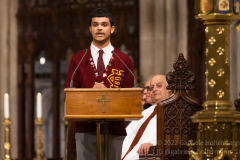Angel Madera of Cardinal Hayes High School delivers words of gratitude at a mass with Cardinal Timothy Dolan and nearly 2,000 graduating Catholic High School seniors at St. Patrick’s Cathedral in New York, New York, on May 18, 2022. (Photo by Gabriele Holtermann/Sipa USA)