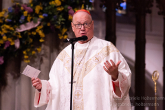 Cardinal Timothy Dolan delivers the liturgy for nearly 2,000 graduating Catholic High School seniors at St. Patrick’s Cathedral in New York, New York, on May 18, 2022. (Photo by Gabriele Holtermann/Sipa USA)