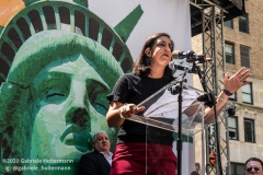 Congressional Candidate for the 11th District, Nicole Malliotakis, speaks at  the "Don't Give Up the Ship" rally outside City Hall Park in New York City on August 22, 2020. The rally, led by Staten Island based artist Scott LoBaido, called out the Mayor's failure addressing the recent spike in gun violence and increase in homeless encampments. (Photo by Gabriele Holtermann)