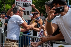 Artist Scott LoBaido greets fans at the "Don't Give Up the Ship" rally outside City Hall Park in New York City on August 22, 2020. The rally, led by LoBaido called out the Mayor's failure addressing the recent spike in gun violence and increase in homeless encampments. (Photo by Gabriele Holtermann)